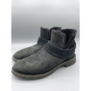 Women's Black Suede Shearling Ankle Boots